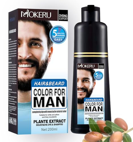 Men's Black Beard Dye Shampoo 3-in-1 for Gray Coverage, 200ml