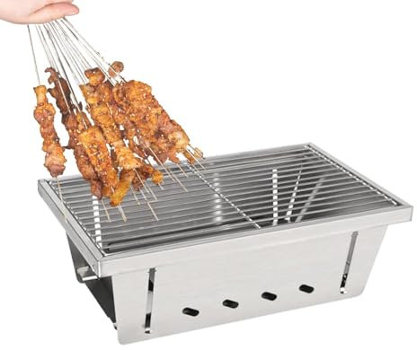 Tragbarer Kohlegrill, tragbarer Grill Kohleofen Grill – leistungsstarker Kamin Grill mit Tragetasche, Campingküche Set für Reisen, Picknick, Garten, Strand,