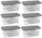 Strata 6 x 80 Litres Curve Plastic Stackable Storage Box & Lid with clip-on lids, 6 Pack, Multi storage box for home and office storage solution Clear Box, Grey Lid, (37cm H x 40cm W x 80cm D)