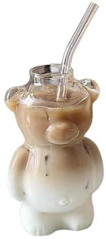 Fiorky Tazza con Orsetto Simpatico Cartone Animato a Forma di Orsetto Tazza da caffè Novità Bicchiere for Succo Bicchieri in Vetro a Forma di Orsetto Bicchieri da Bevanda Regali for Donne