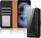 iCatchy for iPhone 16 Case (6.1-Inch) with 2x Screen Protector Leather Magnetic Flip Cover Card Holder Kickstand Feature Full Protection Phone Cover Compatible with iPhone 16 Black