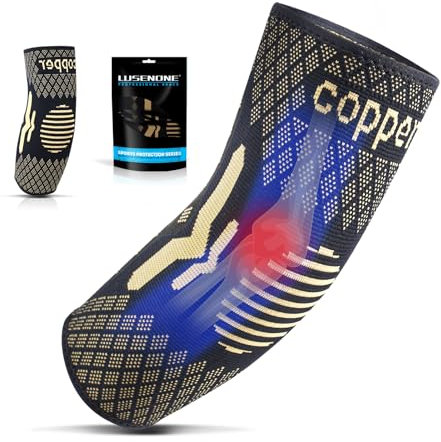 Codo de cobre para tendinitis, banda de compresión para codo, soporte de codo de tenis para mujeres y hombres, codo para golfistas, alivio del dolor articular, S