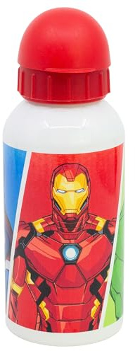 Stor Avengers Aluminium Trinkflasche 400ml für Kinder - Wiederverwendbare Kinderflasche mit Sicherheitstrinktülle und Auslaufschutz - Leicht und Robust
