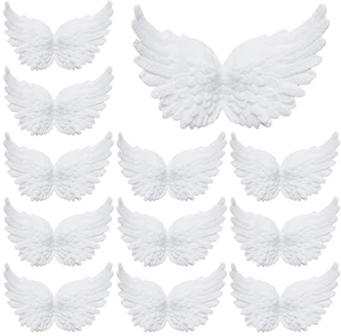 12 Unidades 3D Mini Pluma Blanca de Plástico Alas de Ángel Pequeñas Decoraciones para el Árbol de Navidad Parche para Pastel Mochila DIY Accesorios de Artesanía Fiesta de Navidad Accesorios Decoración