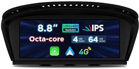 XTRONS 8,8 Zoll IPS-Bildschirm Android 14 Autoradio Octa Core 4+64GB Eingebautes 4G LTE WiFi GPS Bluetooth Car Play Optional DAB DVR OBD TPMS Für BMW 3er E90 5er E60 M5 CCC System
