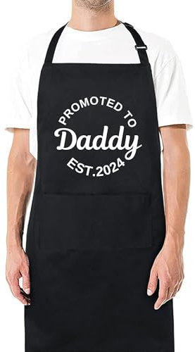 Be Buz Promoted to Daddy Funny Aprons for Mens Dad Aprons Gift for Him Chef Apron Kitchen Apron BBQ Apron Grill Apron Father Day Gift Black Apron