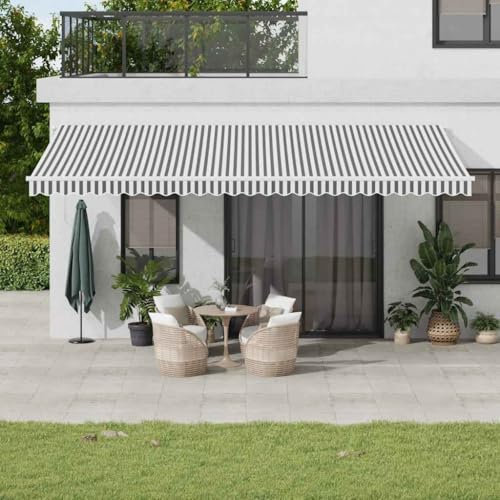 Homgoday Terrassenmarkise Anthrazit/Weiß 600x300cm mit LED-Beleuchtung für Balkone, Restaurants & mehr - Outdoor Sonnenschutz Model3215790