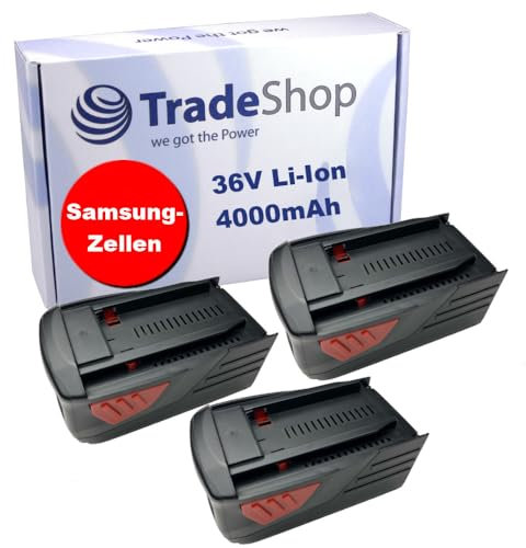 3X Trade-Shop Li-Ion Akku 36V 4000mAh kompatibel mit Hilti TE6A TE-6A TE-6A TE7A TE-7A TE-7-A Bohrhammer Schlagbohrmaschine Akkuschrauber Bohrmaschine