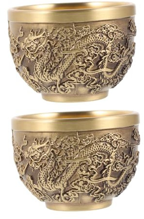 GALPADA Bronce Taza De Te Taza Para Té Taza De Té De Patrón Antiguo Bebidas Vintage Taza Taza Tetera Antigua Contenedor De Agua Taza De Jugo De Metal Vaso De Té Cobre 2 Piezas X 4