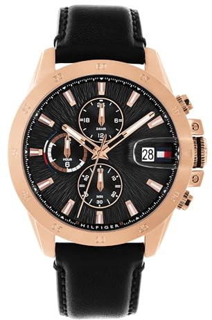 Tommy Hilfiger Dual Time Quartz Watch for Men with Stainless Steel Bracelet or Leather Strap