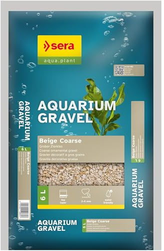sera Aquarium Gravel Beige Coarse 6 L | Bodengrund für alle Süßwasseraquarien | verträglich für Fische, Welse und Garnelen | natürliche Optik