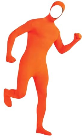 Orange Morph Suit, Full-Body Costume for Role Play & Halloween, Stretchy Orange Bodysuit with Face Opening, Great for Cosplay, Parties, Performances,180CM