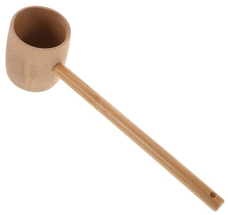 HEALLILY Bamboo Water Ladle Extended Handle Multipurpose Ladle for Cooking Canisters Serving Soup Japanese Style for Household Use and Outdoor Camping