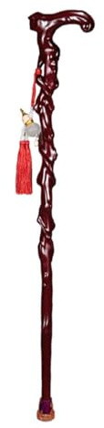 93 cm aus Wurzelholz geschnitzter Mahagoni-Krückstock - Rutschfester Gehstock aus Massivholz, leicht für ältere Menschen & Unisex, mit Anhänger