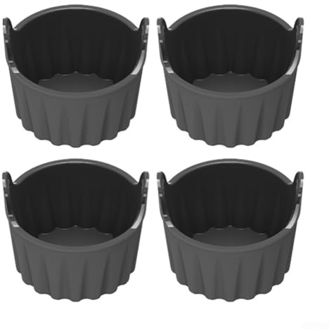 Eawfgtuw 4-Pack Silicone Baking Ramekins for Air Fryer, Toasted Cups for Eggs, Muffins, Cupcakes and Puddings, Food-Safe and Reusable(Gray)