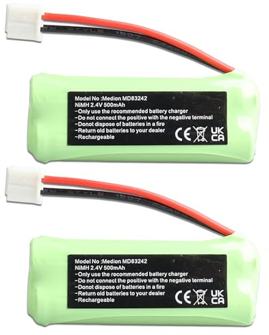 MXJFYY 2PCS NI-MH 500mAh 2,4V Akku kompatibel mit Festnetztelefon Medion MD83242 MD83282, ersetzt VT50AAAALH2BMJZ GP1010 GPHC05RN01
