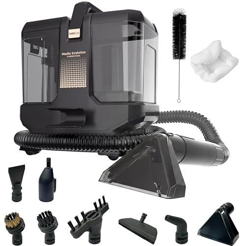 Media Evolution Polsterreiniger Gerät und Nassauger | Teppichreiniger und Dampfreiniger, 8 Aufsätze, 1800 W, 100 °C Dampf, Für Teppich, Polster, Autositze, Sofa, Möbel, Matratzen