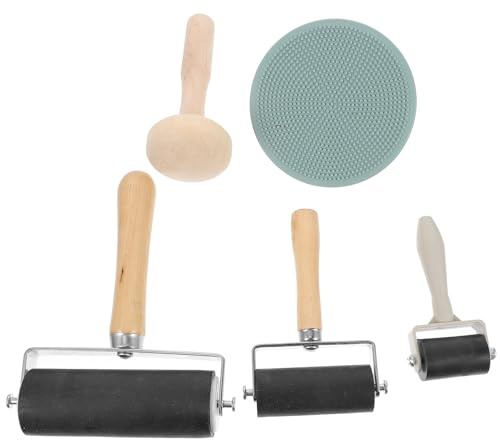 Kisangel Rubber Brayer Roller for Printmaking with Wood Handle 10cm