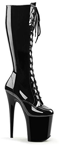 Flamingo-2023 alti stivali con tacco a spillo e plateau estremamente lucido nero - Fetish danza esotica - (UE 36 = US 6) - Pleaser