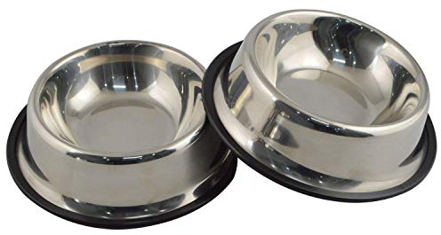 MLife Stainless Steel Dog Bowl with Rubber Base for Small and Medium Dogs, Pets Feeder Bowl and Water Bowl Perfect Choice (set of 2) (S)