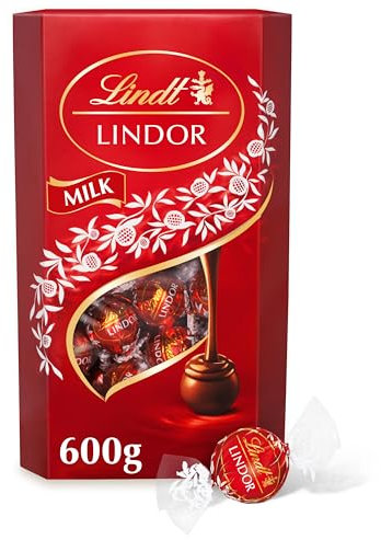 Lindt Lindor Milk Chocolate Truffles – 600g Box (Approx. 48 Balls) – Smooth Filling – Halloween Treat, Christmas, Gift, Birthday, Congratulations