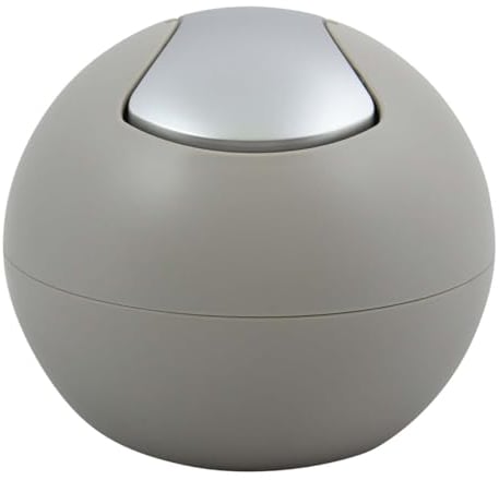 Spirella Kosmetikeimer 1 Liter Abfalleimer Schwingdeckeleimer Tischabfalleimer Bowl matt, Kunststoff, Taupe Mat