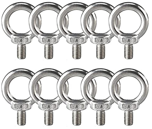 10 Stück Ringschrauben M8 Edelstahl Ösenschrauben, Rostfrei Ösenschrauben Ring Augenschraube, Ring Runde Augenschraube Augbolzen, 304 Edelstahl