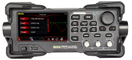 RIGOL DG2102 Generador de función/arbitrario, 100MHz, 250MSa/s, 2 canales, 16Mpts, 105dBc/Hz ruido de fase, 200ps bajo jitter, 16 bits, pantalla táctil TFT de 4,3'', 3 años de garantía gratis