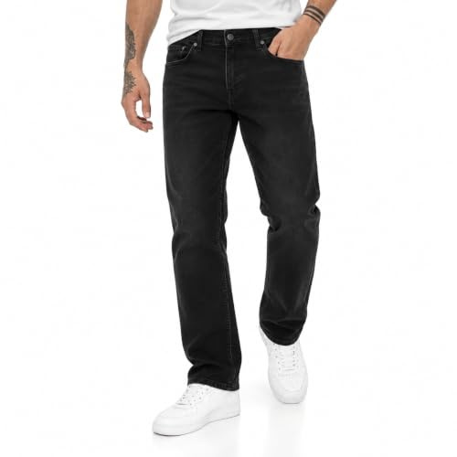 Redbridge Jeans für Herren Hose Denim Pants Freizeithose Straight Cut Schwarz W30L34