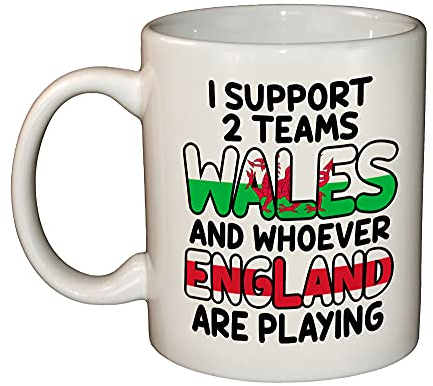 MB Prints I Support Wales and Whoever England are Playing - Welsh Rugby Football 11oz Ceramic Coffee Tea Mug Cup