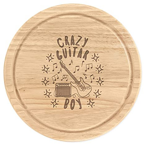 Fou Guitare Garçon Stars en Bois Découper Fromage Tableau Rond 25cm