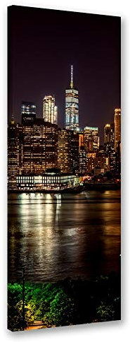 Feeby Vlies Leinwandbild NYC USA 40x120 cm Druckbild Wandbild Wanddekoration Deko Wand Aesthetic Architektur Schwarz