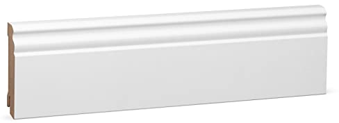 KGM Sockelleiste Hamburger Profil – MDF weiß direktlackiert RAL9016 – Maße: 2.440 x 18 x 80 mm – 1 Stück