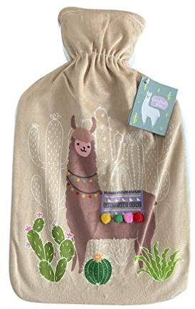 RHP Wärmflasche Lama mit weichem Polyesterbezug 2 Ltr | Bettflasche | Wärmekisse Flasche Weich Warm (Beige)