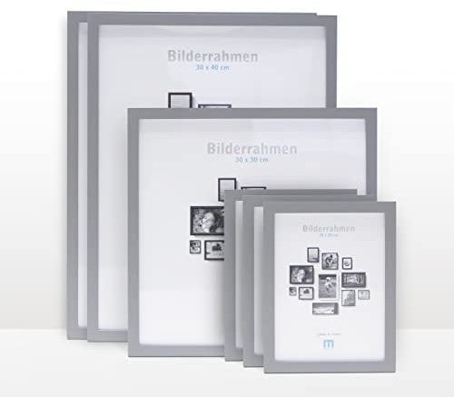 6 tlg. Foto Bilderrahmen-Set in Grau in verschiedenen, unterschiedlichen Größen. Für Fotowände & Bilderwände mit grauen Bilderrahmen, Hochformat & Querformat geeignet. Von 15x20cm bis 30x40cm.