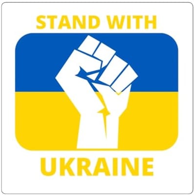 HADEXIA Aufkleber, rechteckig, Emblem Stand with Ukraine Krieg, 7 cm
