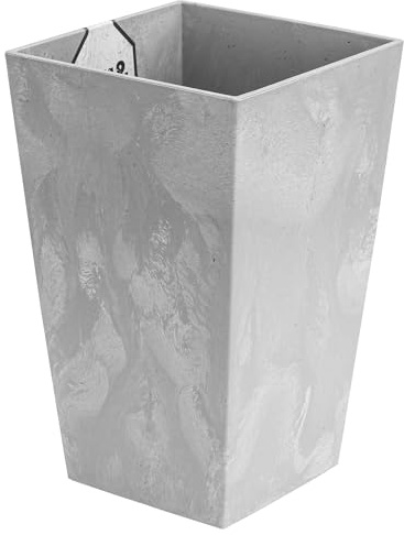 Botle Pot de Fleurs 2 L Aspect Béton H 200 mm Carré en Plastique Gris Structure Béton pour Intérieur/Extérieur Jardin, Patio, Salon, Terrasse, Jardin d'Hiver