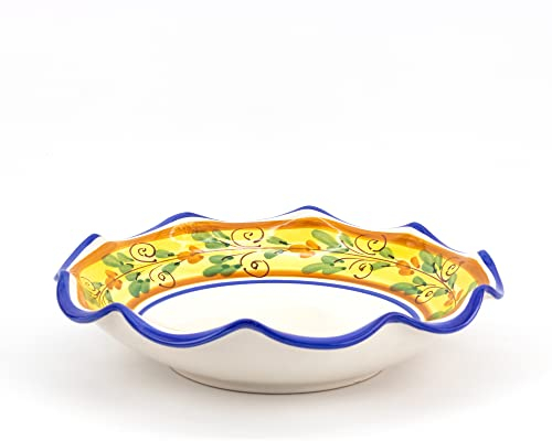 CEAR ceramiche - Portafrutta Fruttiera Centrotavola Ø cm 35 in ceramica siciliana di Caltagirone decorata a mano con decoro floreale