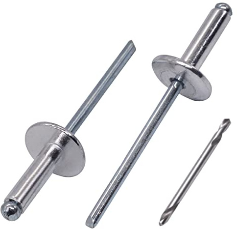SKIR'CO (50 pièces) Rivets aveugles à grande bride en aluminium 4,0 x 14 mm, mandrin en acier, foret inclus