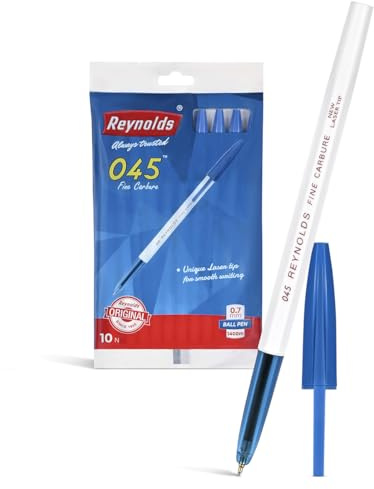 Reynolds 045 – Blau (10 Stück) I Leichter Kugelschreiber mit komfortablem Griff für extra glattes Schreiben I Schul- und Bürobedarf | 0,7 mm Spitzengröße