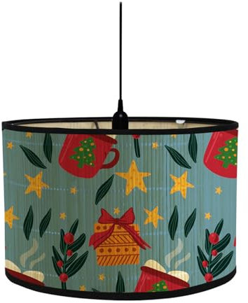 Morbuy Weihnachten Bambus Lampenschirm für Tischlampe, Festival Neujahr Party Tischlampenschirm Holz Durchmesser 30cm Stehlampenschirme für Dekoration Stehlampe Wandleuchte (Gelber Stern)