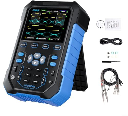 Osciloscopio digital de fósforo de doble canal de mano, DPOX180H 2.8 pulgadas IPS HD osciloscopio multímetro digital generador de señal de 180 MHz (C-EU)