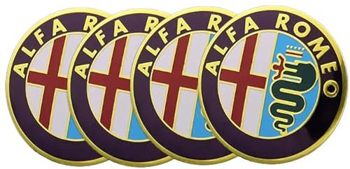 SenhE 4 Stück 60mm Abzeichen-Aufkleber Radnabenkappen Radnaben-Zierkappen Aufkleber für Alfa Romeo Mito Giulia Giulietta 147 155 156 159 Stelvio Anti Rost Autoteile dekorative Accessoires,E