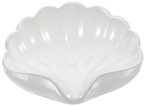 Holibanna Keramik Muschelform Seifenablage mit Ablauf Elegante Seifenablage ohne Bohren für Badezimmer Seifenhalter für Bad und Küche