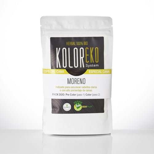 KOLOREKO Tinte natural MORENO - Pack DÚO especial canas - precolor DORADO + tinte MORENO