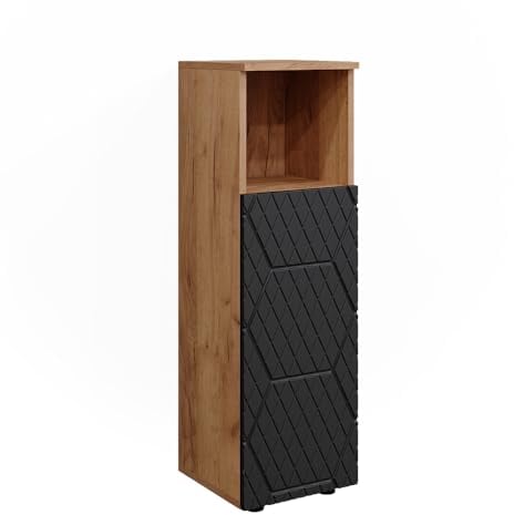 Vicco Midischrank Anthrazit gestreift Irma 30x95x30 cm - Badezimmermöbel, Ideal für kleine Räume und schmale Nischen