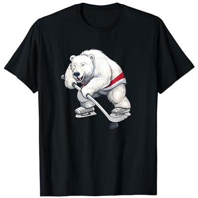 Cartoon Eisbär Hockeyspieler T-Shirt