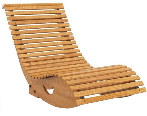 Outsunny Chaise à Bascule - Rocking Chair d'extérieur Jardin Ergonomique avec siège à Lattes et Dossier Haut en Bois dim. 130L x 60l x 60H cm