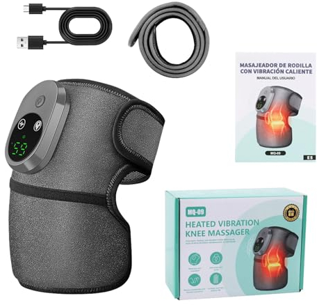 CEIEVER - Ginocchiera riscaldata senza fili, con 3 ginocchiere riscaldate regolabili con vibrazioni e calore, ricaricabili, per rilassare ginocchia/gomiti/spalle