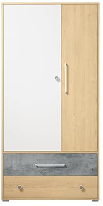 Generisch Step Zweiflügeliger Kleiderschrank für Jugend-/Kinderzimmer mit Regalen und Kleiderstange